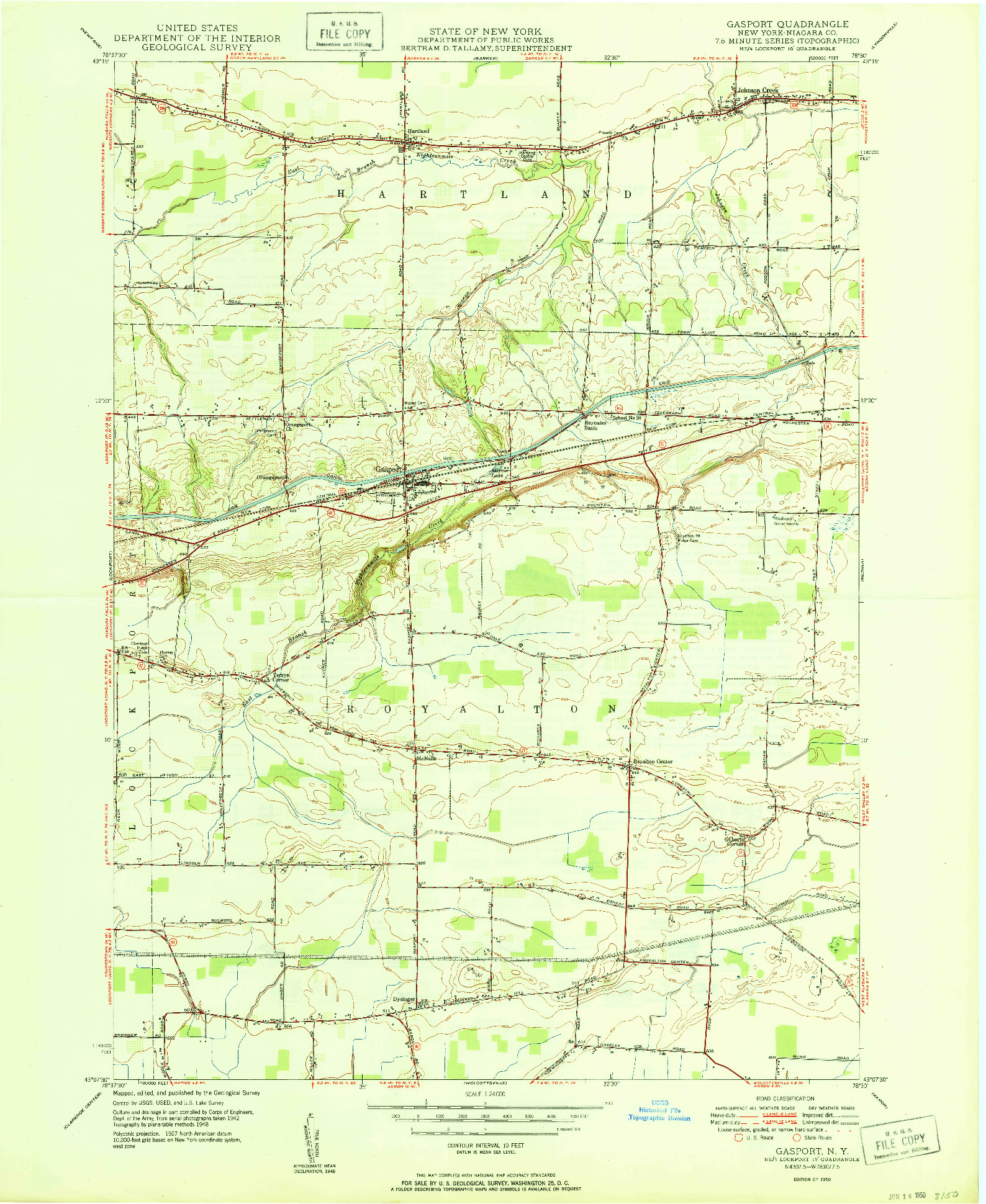 USGS 1:24000-SCALE QUADRANGLE FOR GASPORT, NY 1950