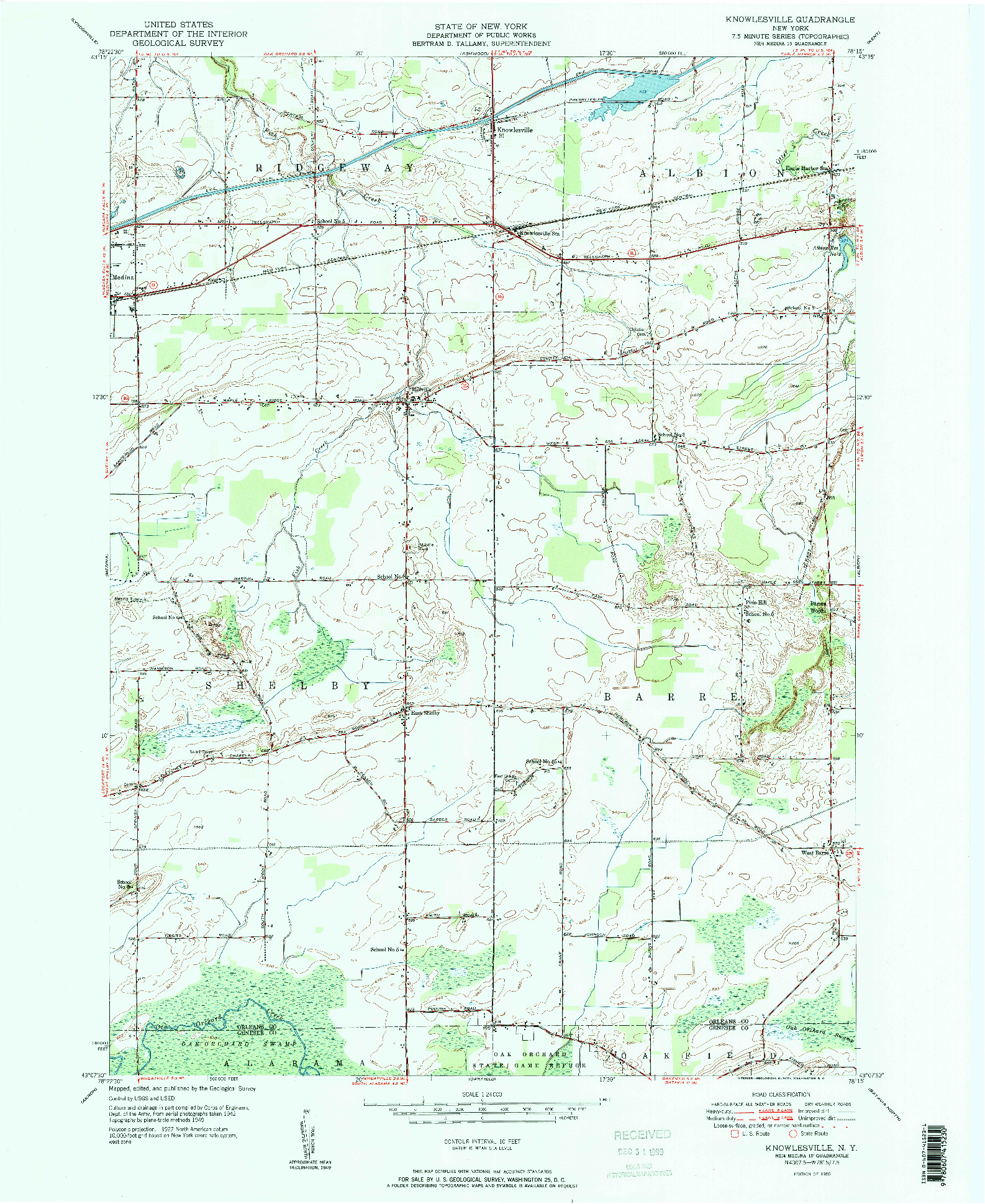 USGS 1:24000-SCALE QUADRANGLE FOR KNOWLESVILLE, NY 1950