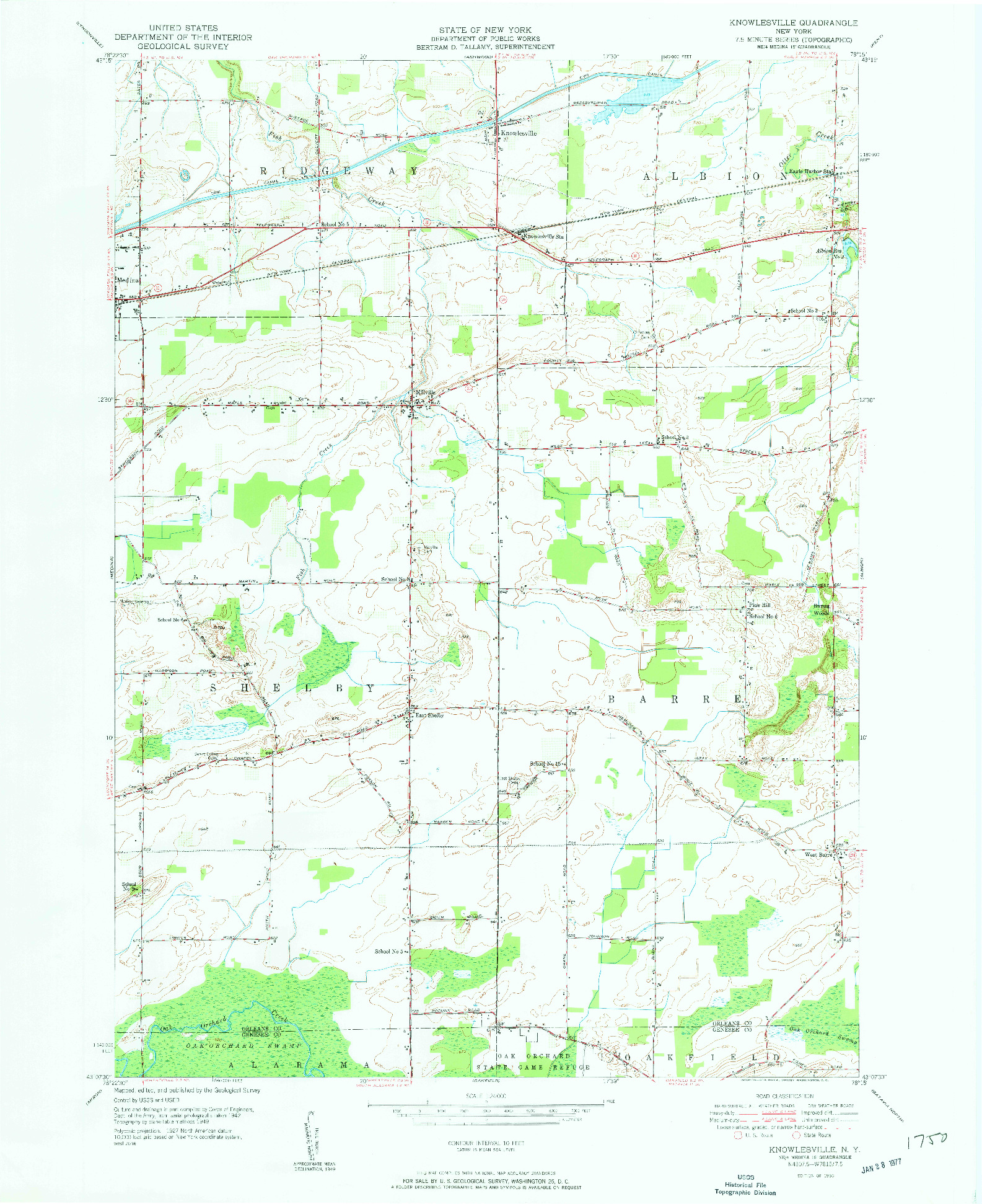 USGS 1:24000-SCALE QUADRANGLE FOR KNOWLESVILLE, NY 1950