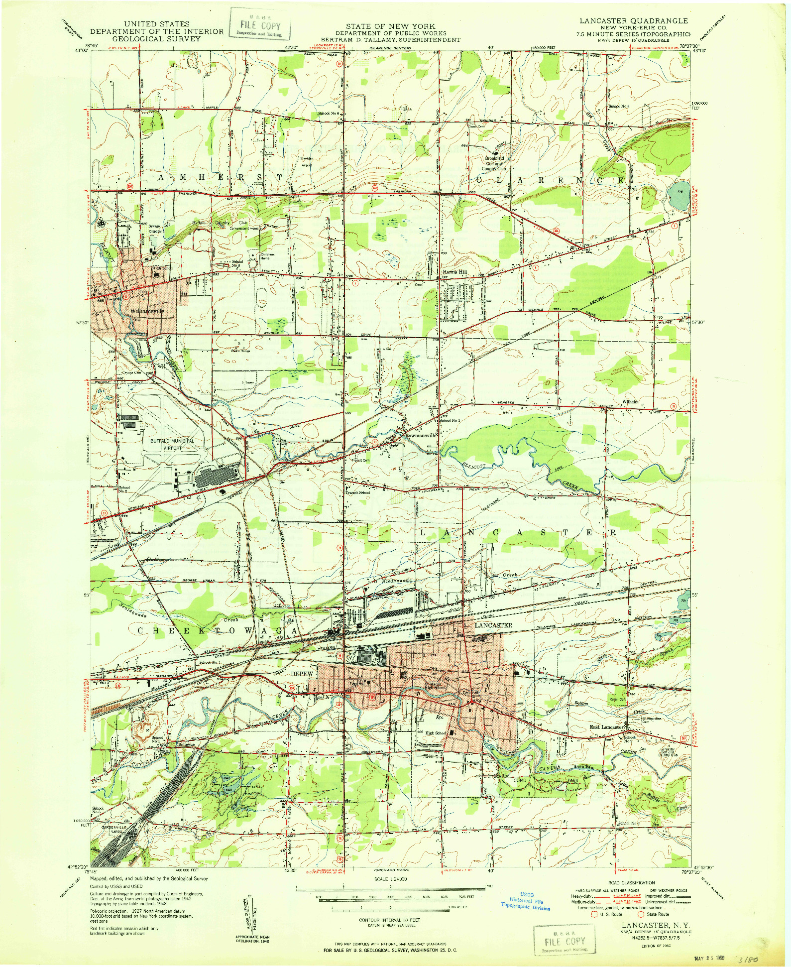 USGS 1:24000-SCALE QUADRANGLE FOR LANCASTER, NY 1950