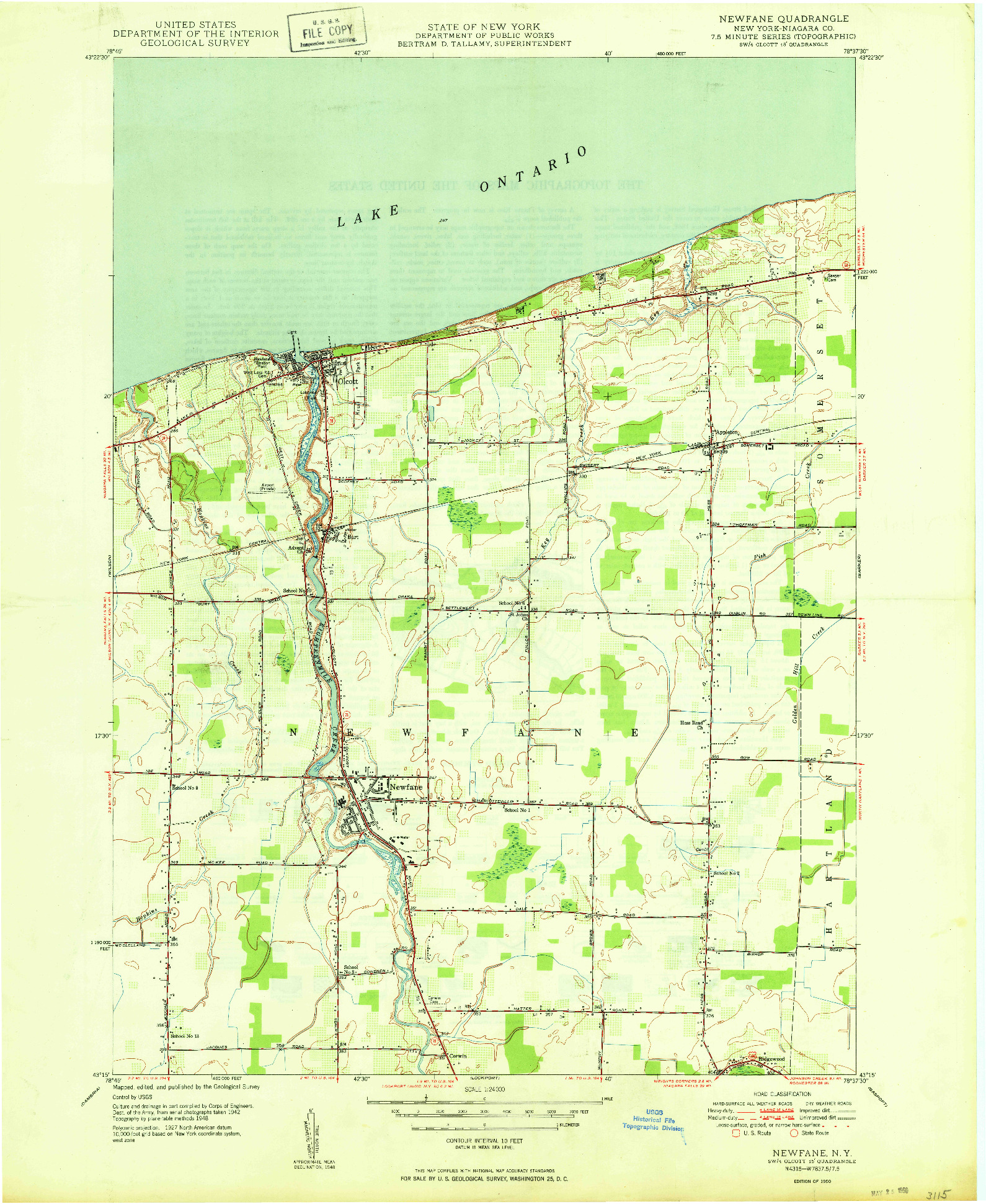 USGS 1:24000-SCALE QUADRANGLE FOR NEWFANE, NY 1950