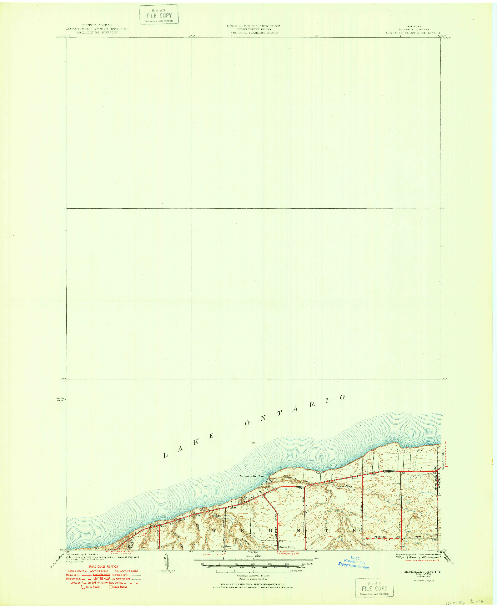 USGS 1:24000-SCALE QUADRANGLE FOR NINEMILE POINT, NY 1934