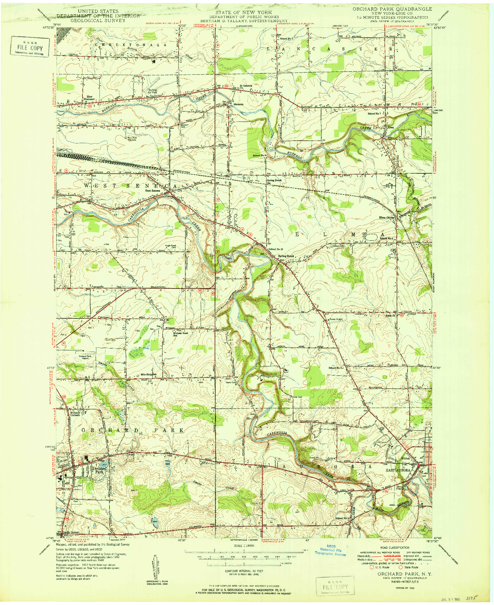 USGS 1:24000-SCALE QUADRANGLE FOR ORCHARD PARK, NY 1950