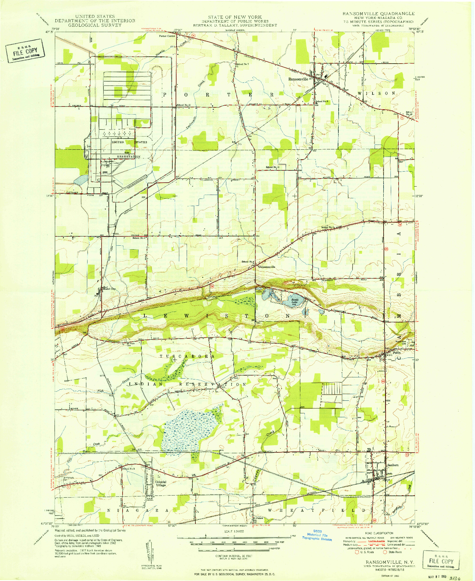 USGS 1:24000-SCALE QUADRANGLE FOR RANSOMVILLE, NY 1950