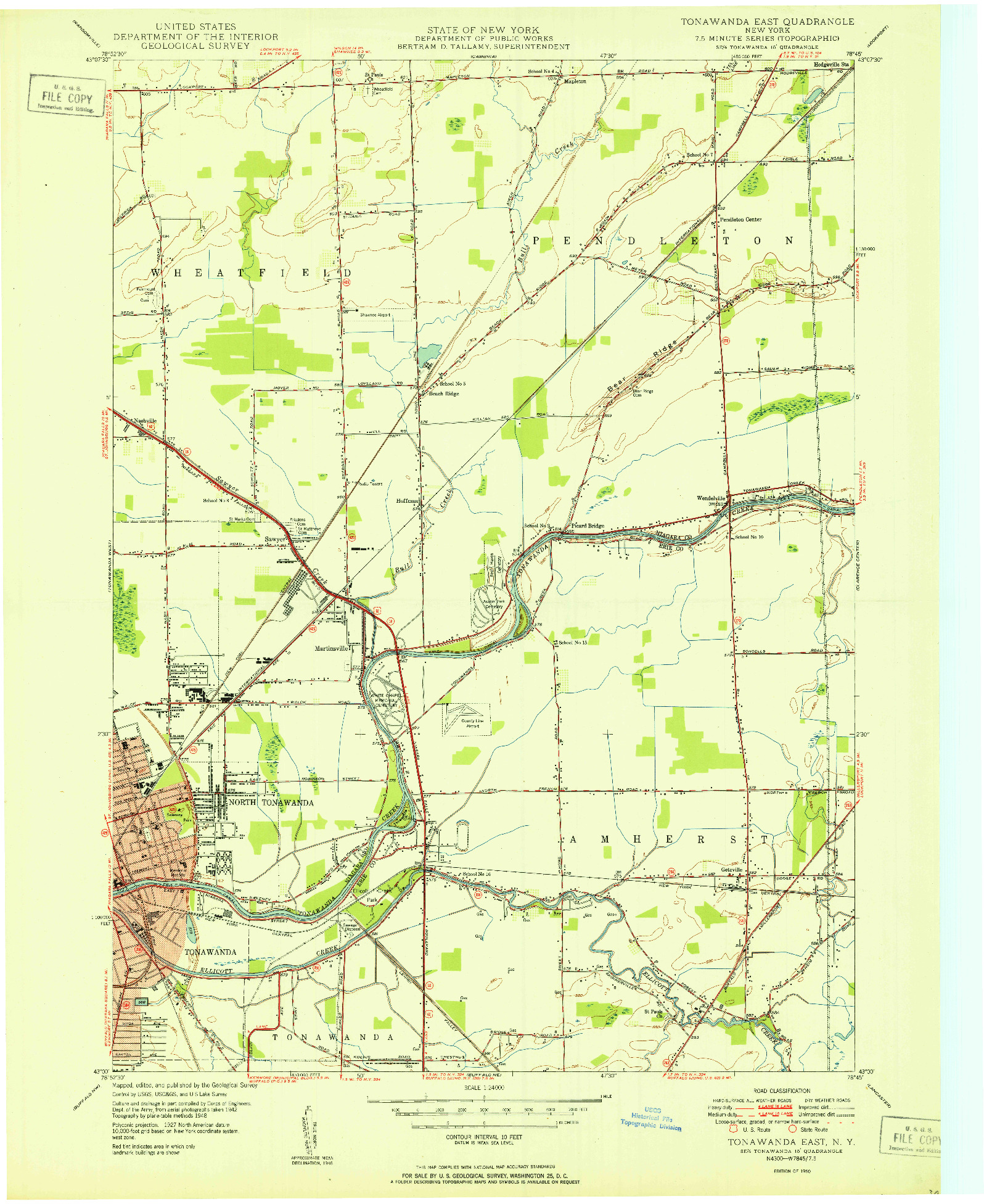 USGS 1:24000-SCALE QUADRANGLE FOR TONAWANDA EAST, NY 1950