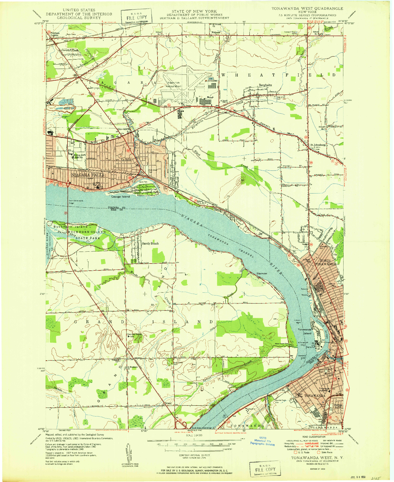 USGS 1:24000-SCALE QUADRANGLE FOR TONAWANDA WEST, NY 1950