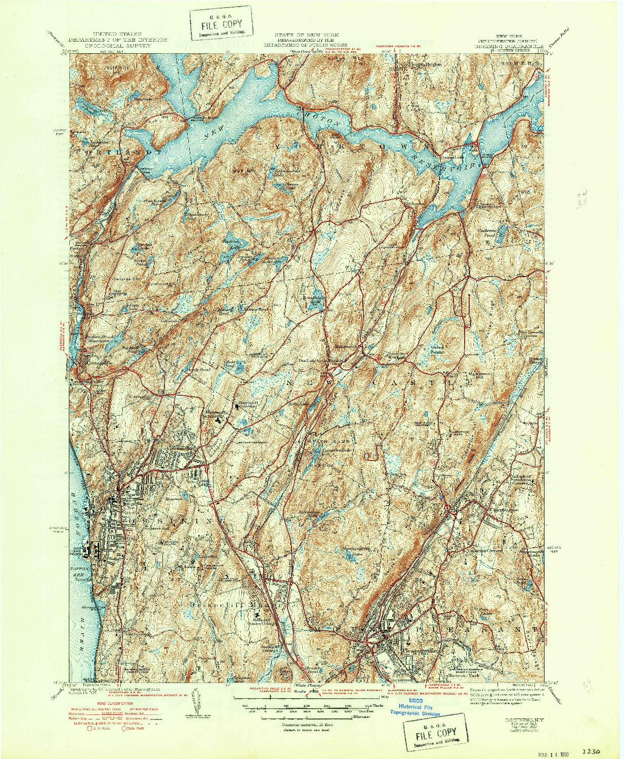 USGS 1:31680-SCALE QUADRANGLE FOR OSSINING, NY 1943