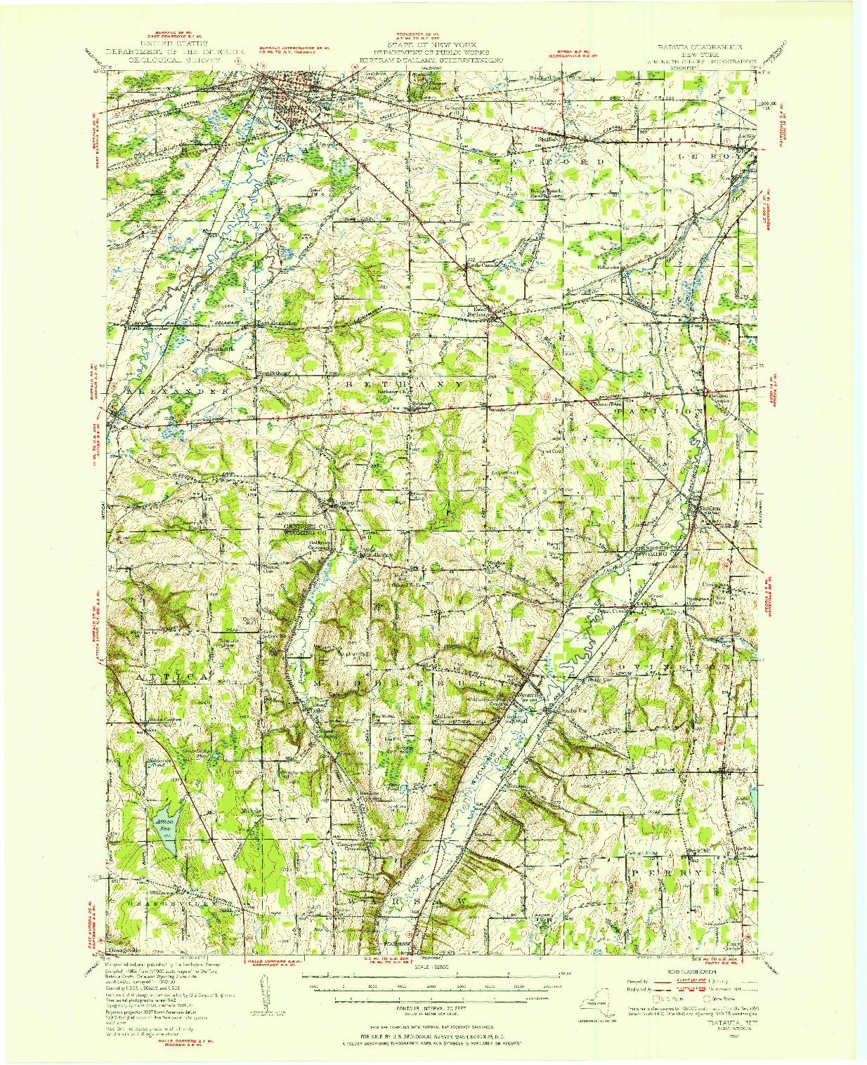 USGS 1:62500-SCALE QUADRANGLE FOR BATAVIA, NY 1950