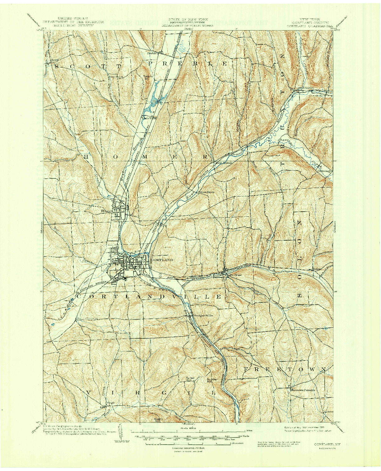 USGS 1:62500-SCALE QUADRANGLE FOR CORTLAND, NY 1903