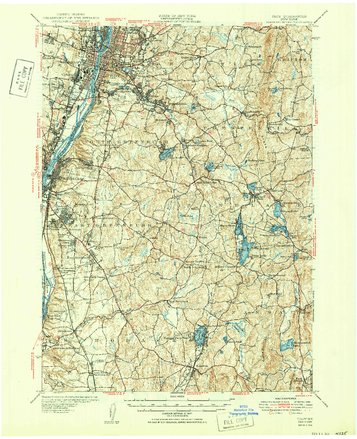 USGS 1:62500-SCALE QUADRANGLE FOR TROY, NY 1950