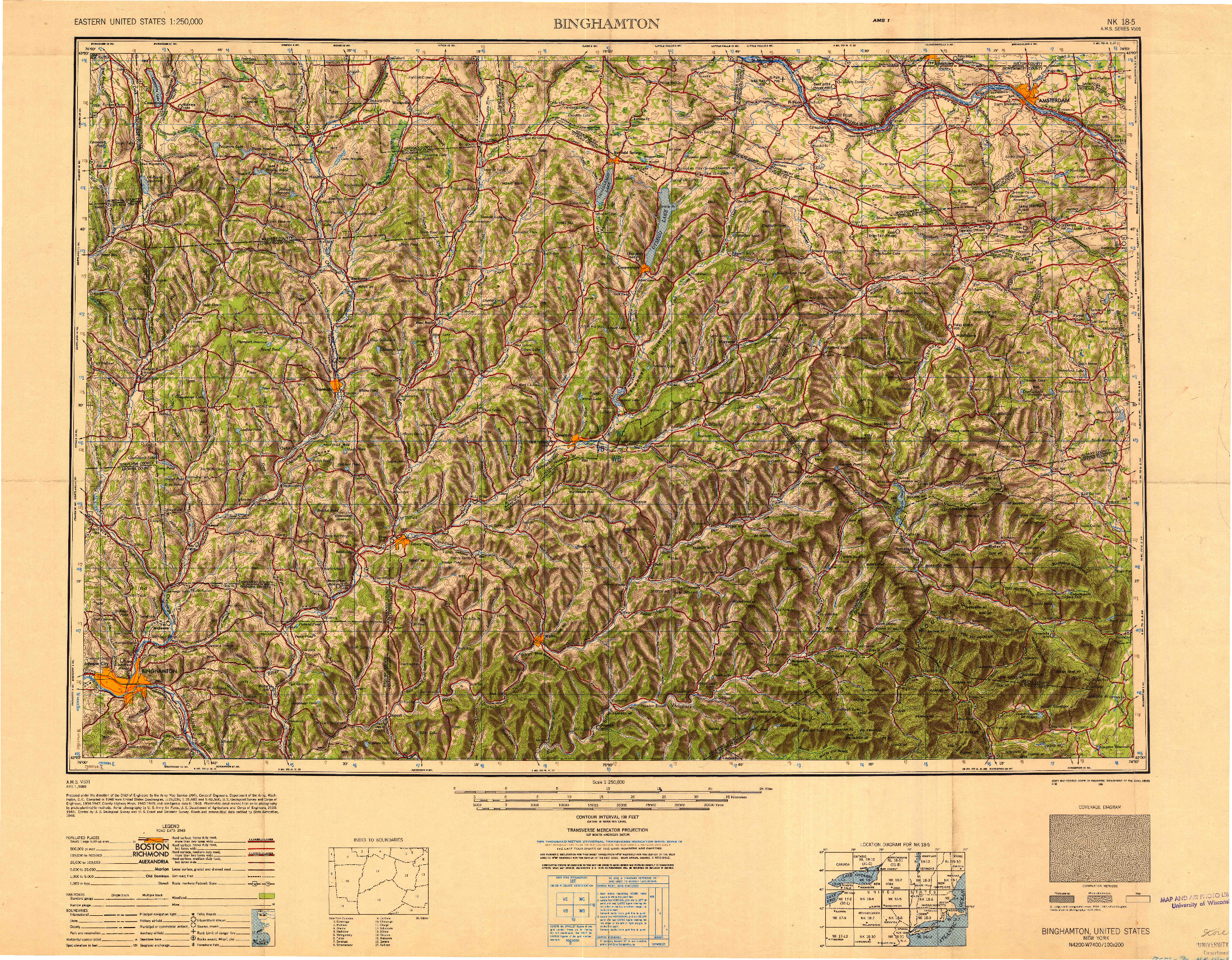 USGS 1:250000-SCALE QUADRANGLE FOR BINGHAMTON, NY 1950