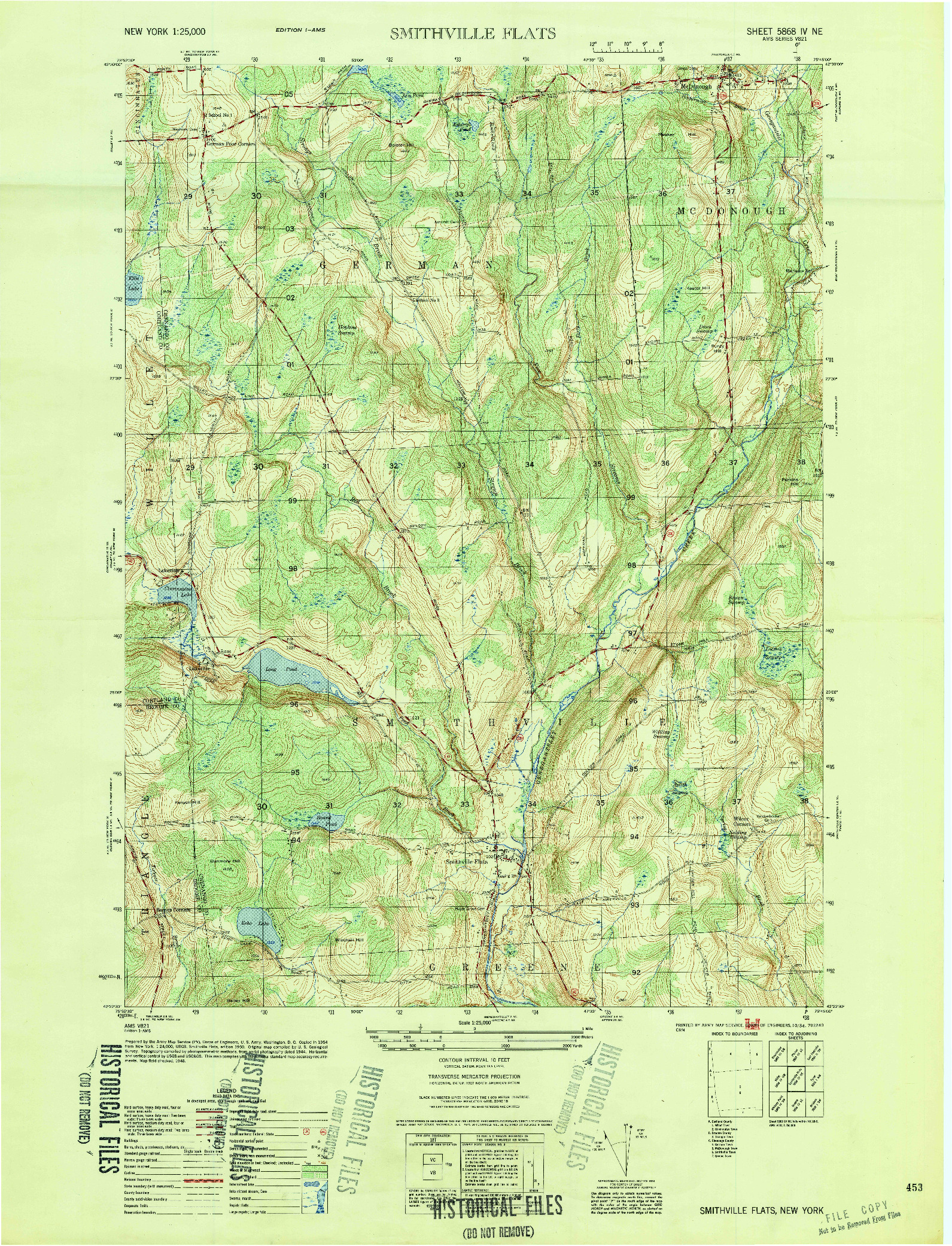 USGS 1:25000-SCALE QUADRANGLE FOR SMITHVILLE FLATS, NY 1950