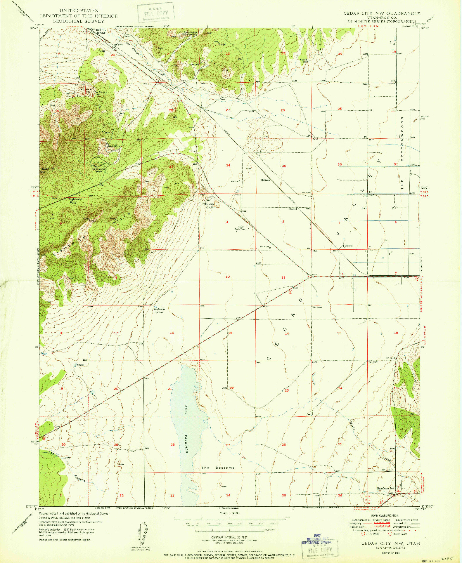 USGS 1:24000-SCALE QUADRANGLE FOR CEDAR CITY NW, UT 1950