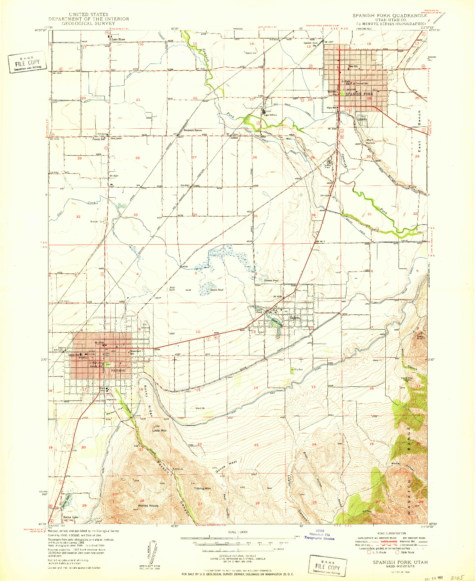 USGS 1:24000-SCALE QUADRANGLE FOR SPANISH FORK, UT 1950
