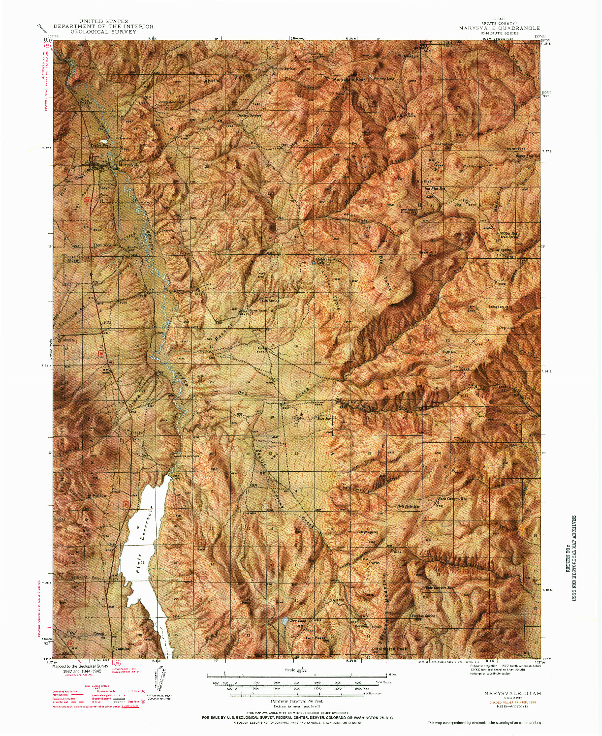 USGS 1:62500-SCALE QUADRANGLE FOR MARYSVALE, UT 1947