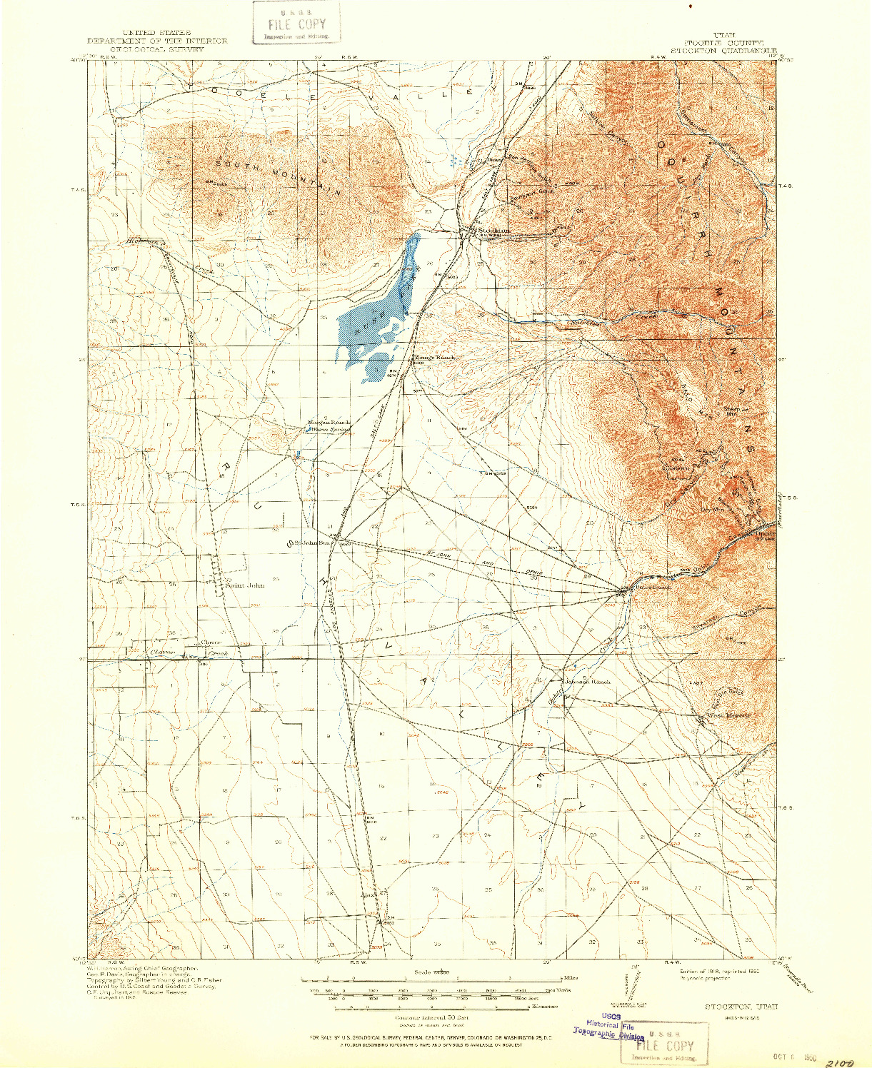 USGS 1:62500-SCALE QUADRANGLE FOR STOCKTON, UT 1918