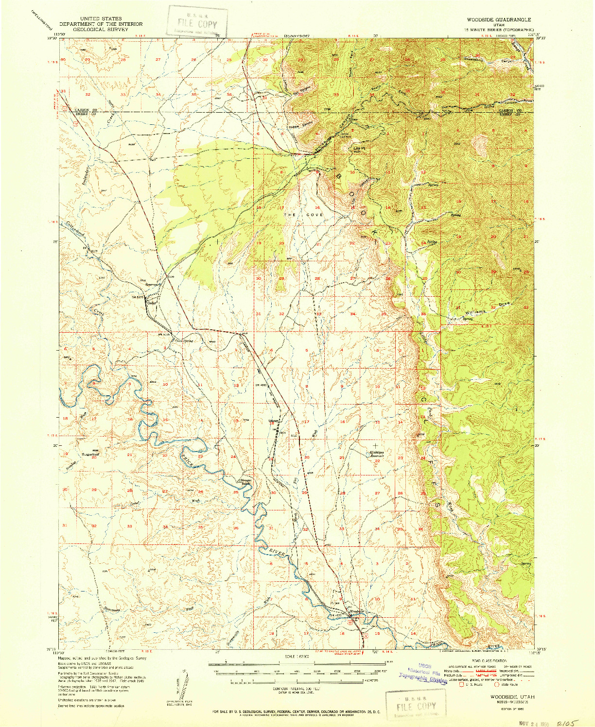 USGS 1:62500-SCALE QUADRANGLE FOR WOODSIDE, UT 1950