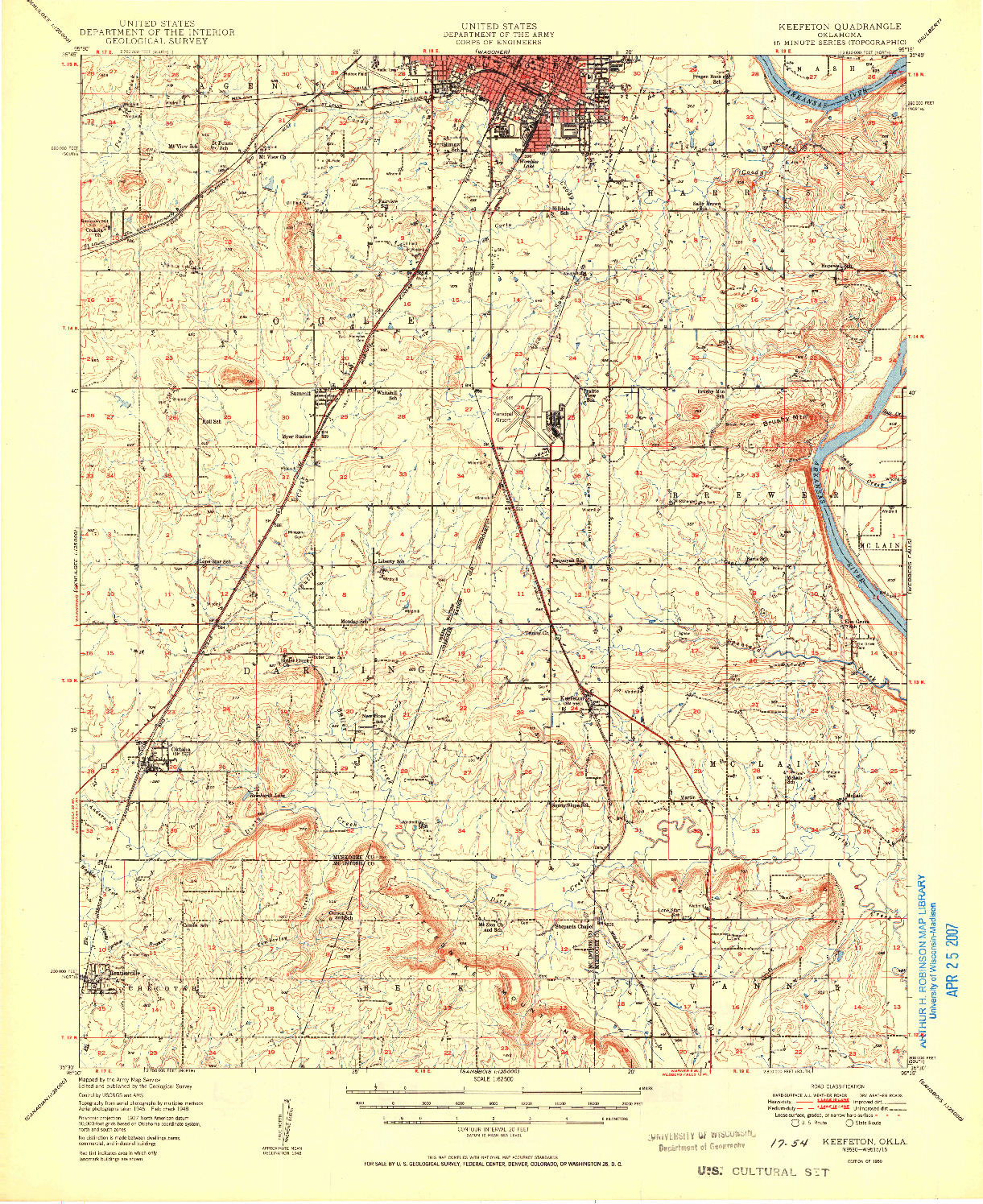 USGS 1:62500-SCALE QUADRANGLE FOR KEEFETON, OK 1950