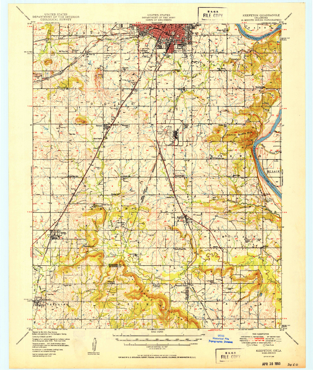 USGS 1:62500-SCALE QUADRANGLE FOR KEEFETON, OK 1950