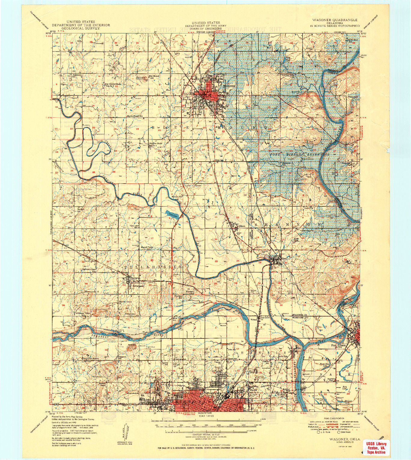 USGS 1:62500-SCALE QUADRANGLE FOR WAGONER, OK 1950