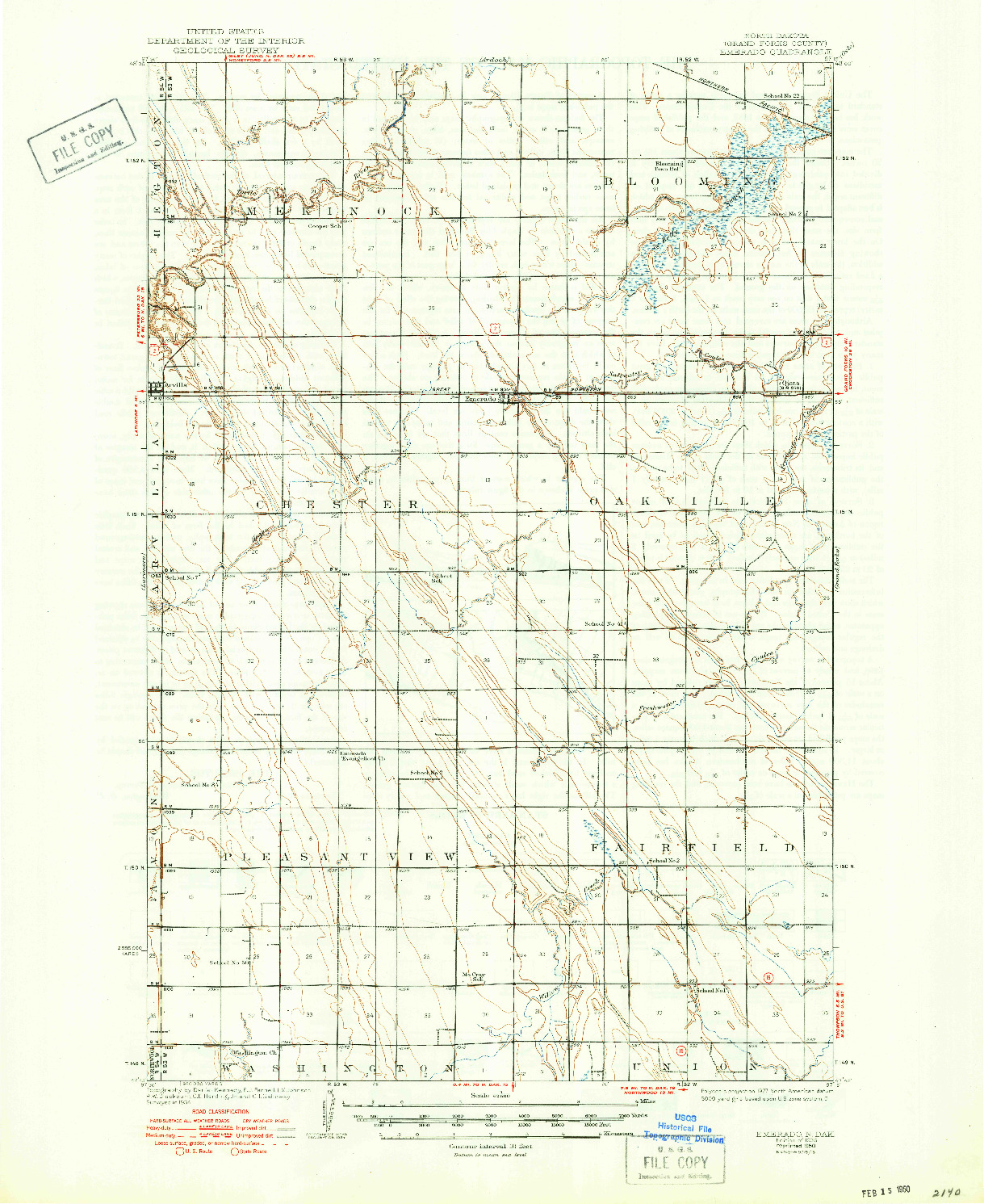 USGS 1:62500-SCALE QUADRANGLE FOR EMERADO, ND 1936