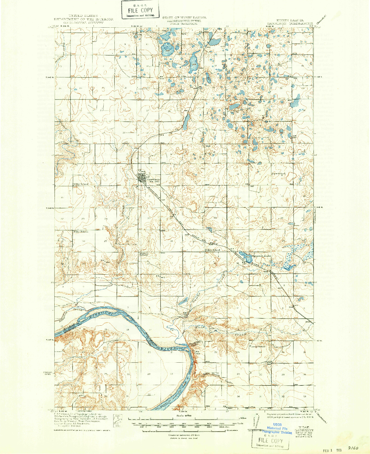 USGS 1:62500-SCALE QUADRANGLE FOR GARRISON, ND 1922