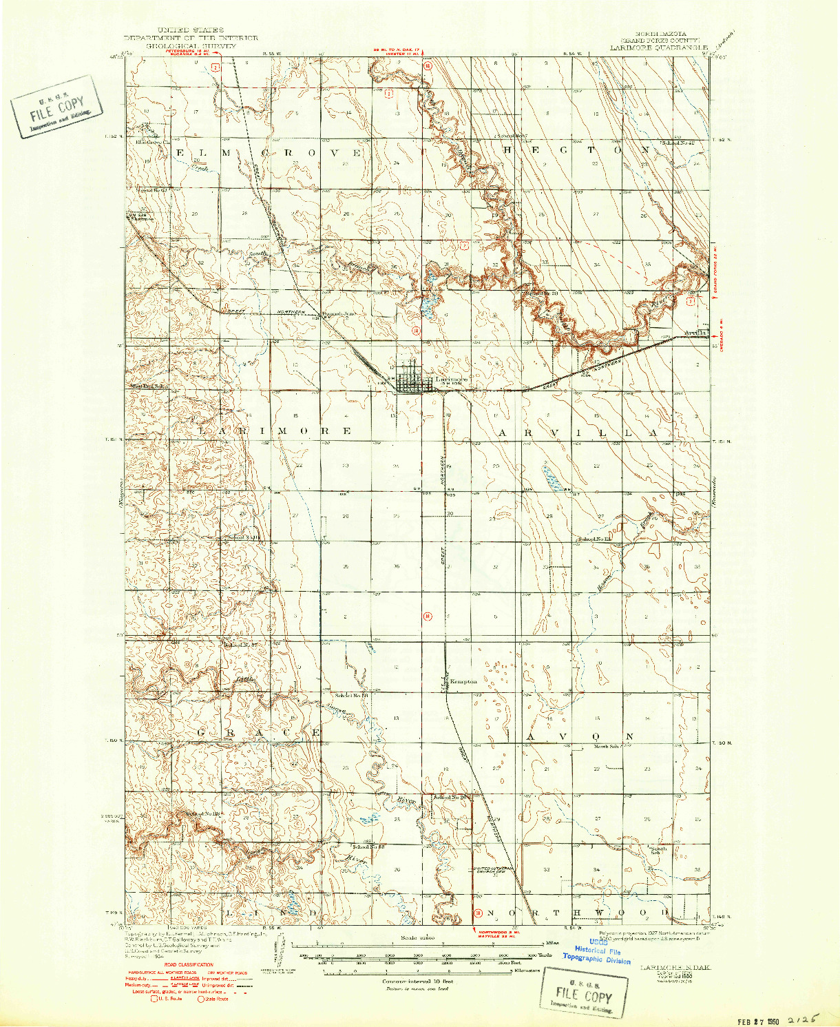 USGS 1:62500-SCALE QUADRANGLE FOR LARIMORE, ND 1936