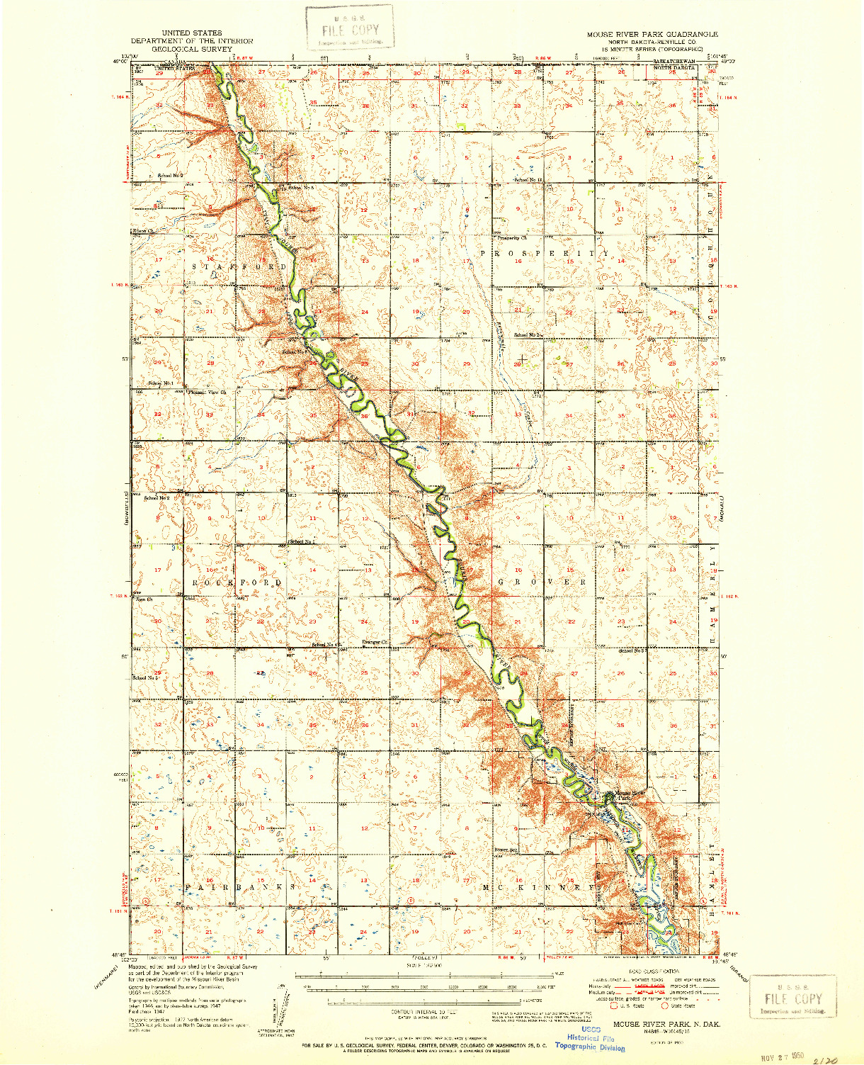 USGS 1:62500-SCALE QUADRANGLE FOR MOUSE RIVER PARK, ND 1950