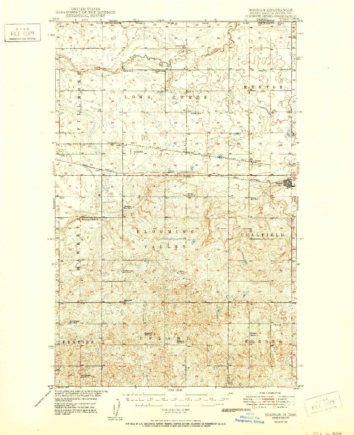 USGS 1:62500-SCALE QUADRANGLE FOR NOONAN, ND 1950