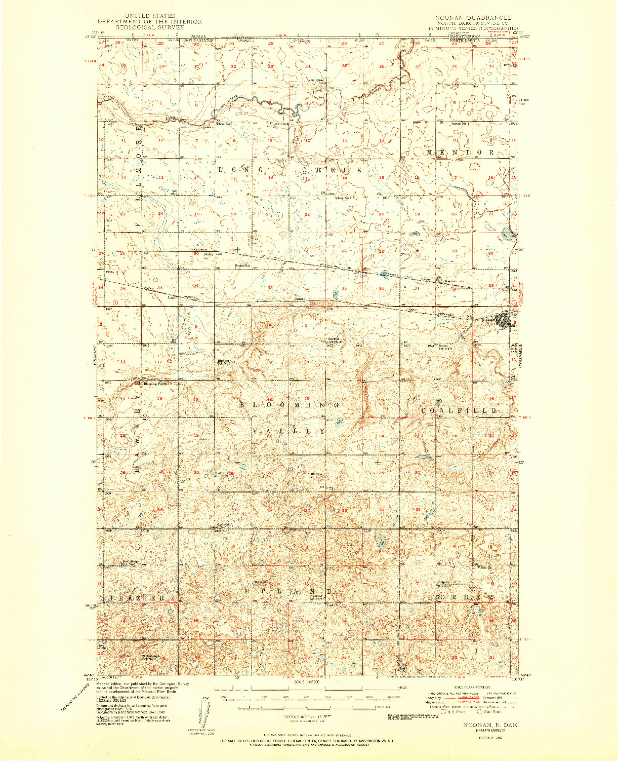 USGS 1:62500-SCALE QUADRANGLE FOR NOONAN, ND 1950