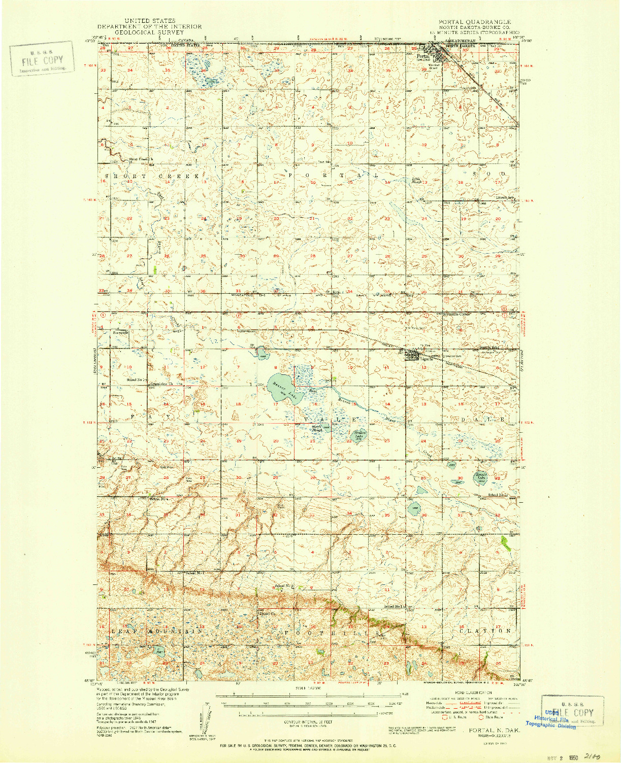 USGS 1:62500-SCALE QUADRANGLE FOR PORTAL, ND 1950