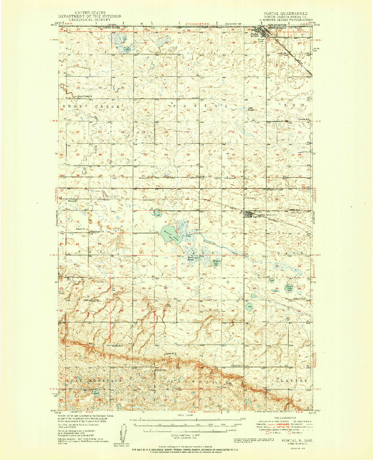 USGS 1:62500-SCALE QUADRANGLE FOR PORTAL, ND 1950