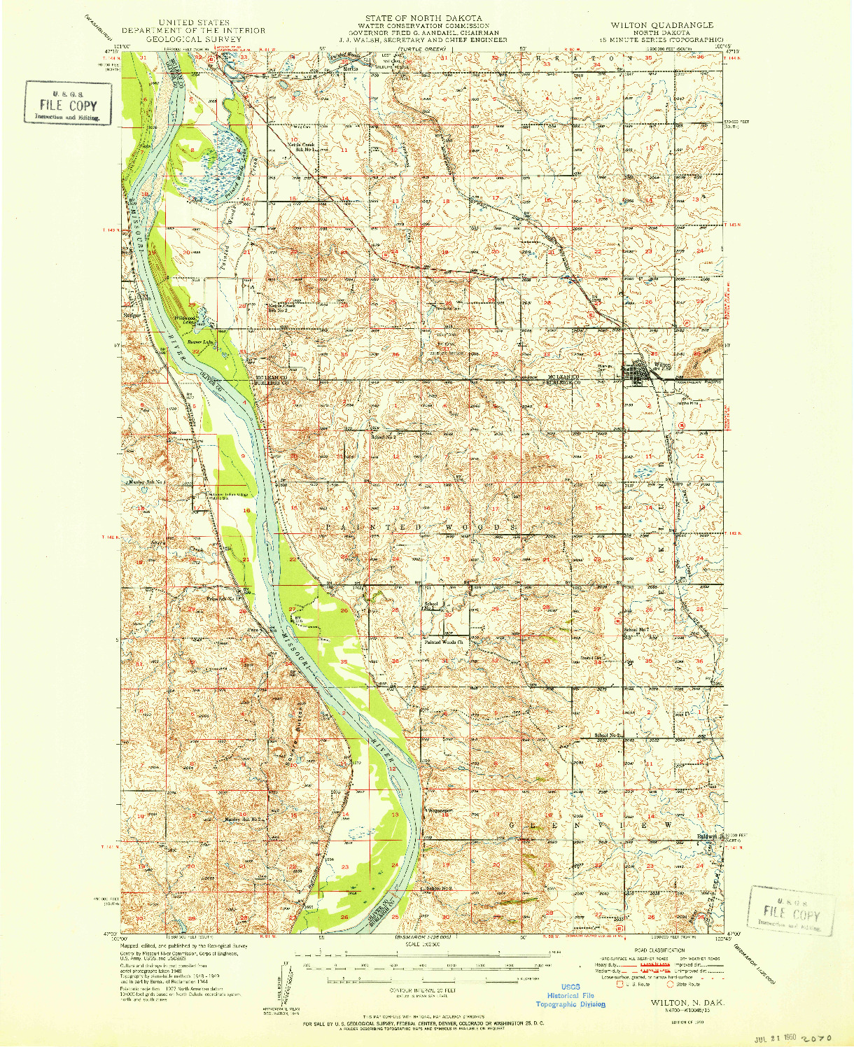 USGS 1:62500-SCALE QUADRANGLE FOR WILTON, ND 1950