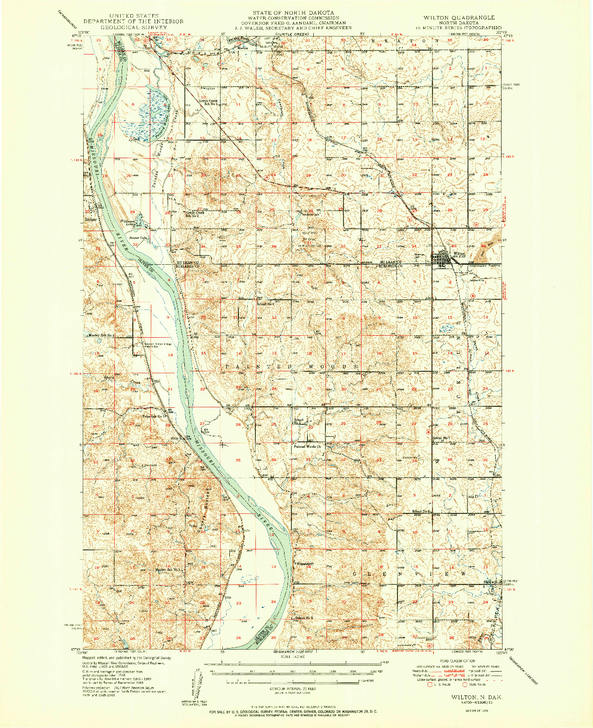 USGS 1:62500-SCALE QUADRANGLE FOR WILTON, ND 1950