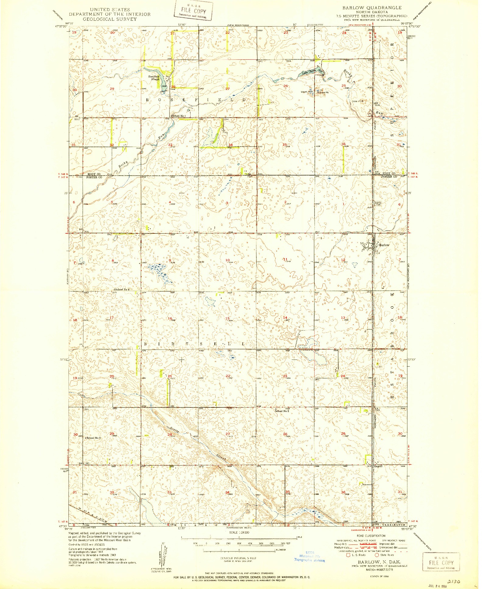 USGS 1:24000-SCALE QUADRANGLE FOR BARLOW, ND 1950