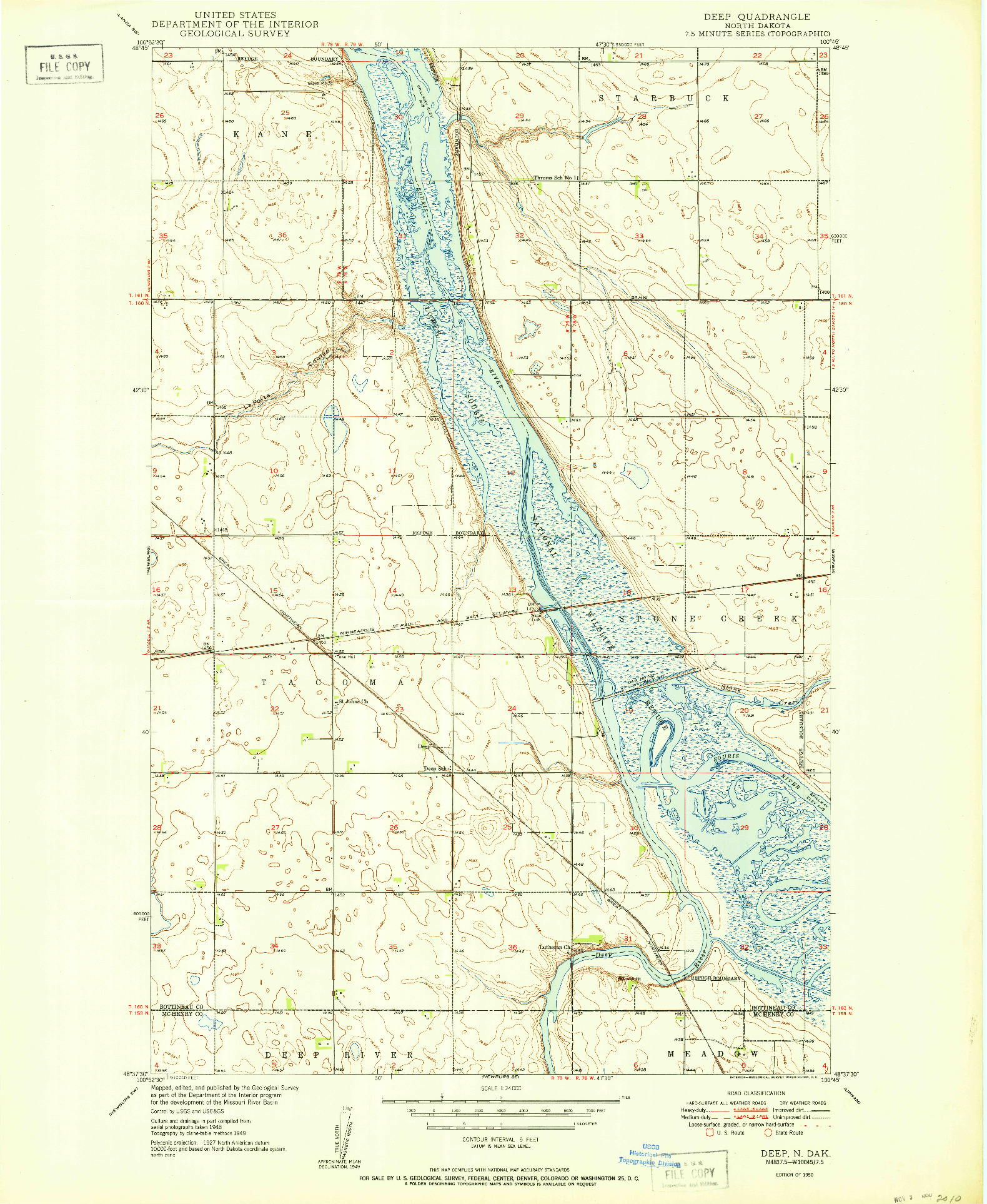 USGS 1:24000-SCALE QUADRANGLE FOR DEEP, ND 1950