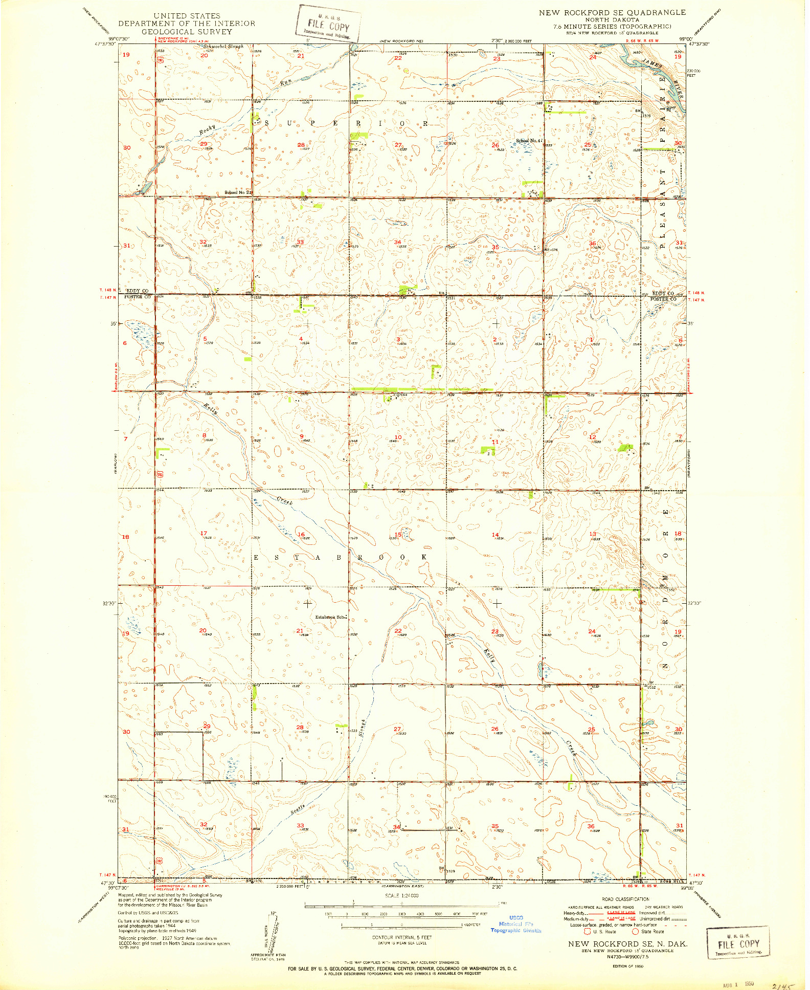 USGS 1:24000-SCALE QUADRANGLE FOR NEW ROCKFORD SE, ND 1950