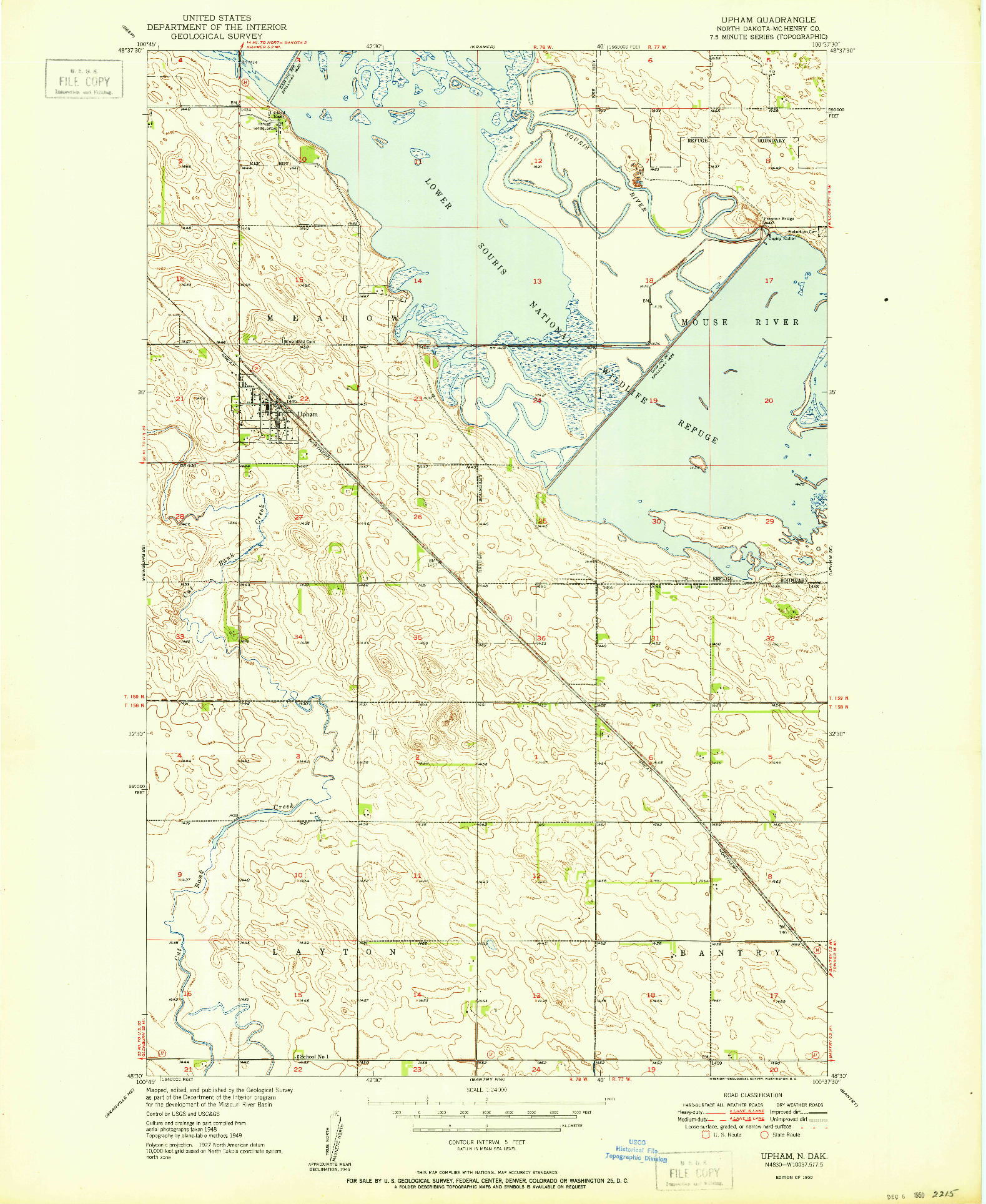USGS 1:24000-SCALE QUADRANGLE FOR UPHAM, ND 1950