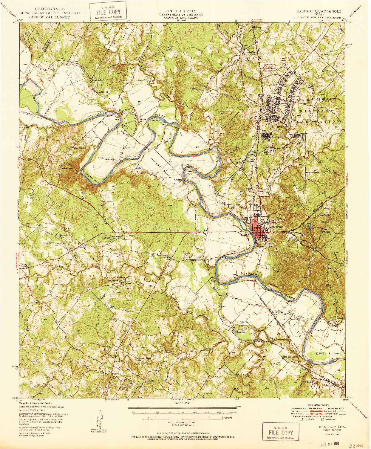 USGS 1:62500-SCALE QUADRANGLE FOR BASTROP, TX 1950