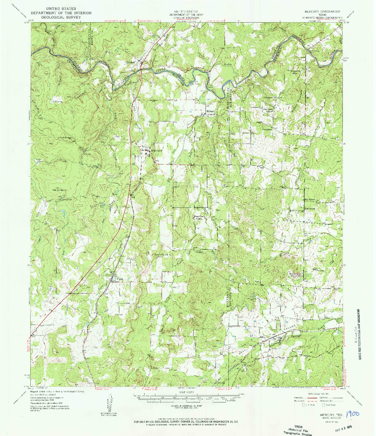 USGS 1:62500-SCALE QUADRANGLE FOR MERCURY, TX 1950