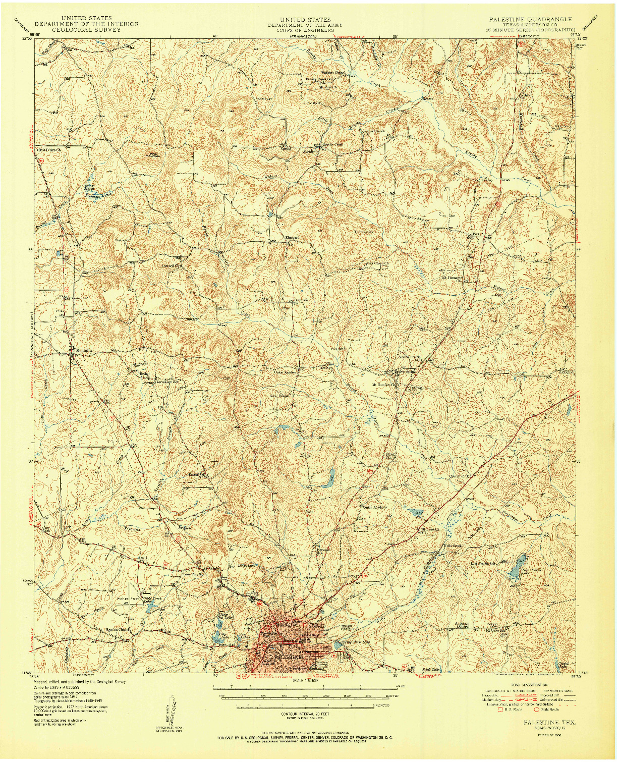 USGS 1:62500-SCALE QUADRANGLE FOR PALESTINE, TX 1950