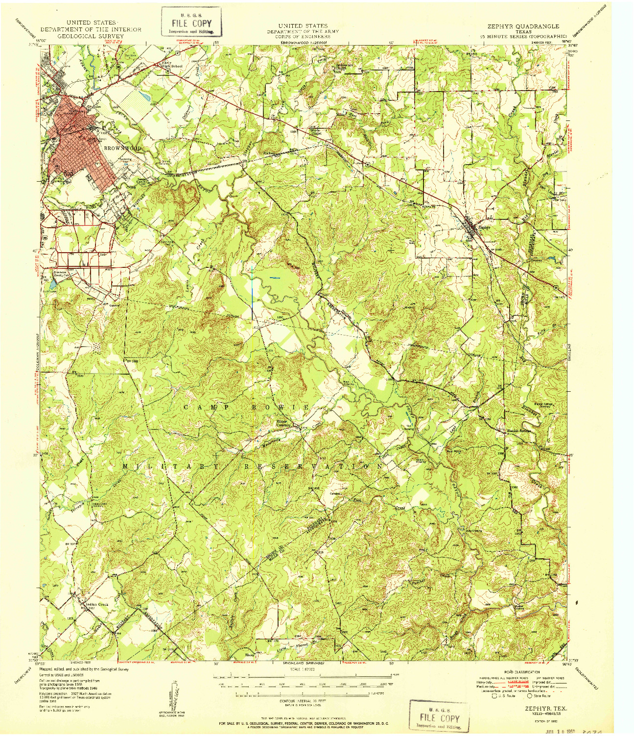 USGS 1:62500-SCALE QUADRANGLE FOR ZEPHYR, TX 1950