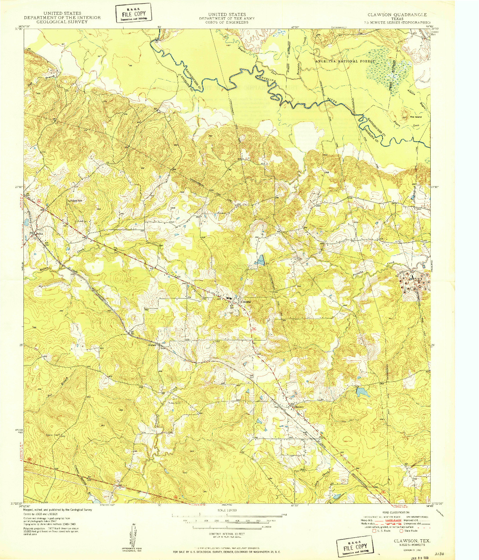 USGS 1:24000-SCALE QUADRANGLE FOR CLAWSON, TX 1950