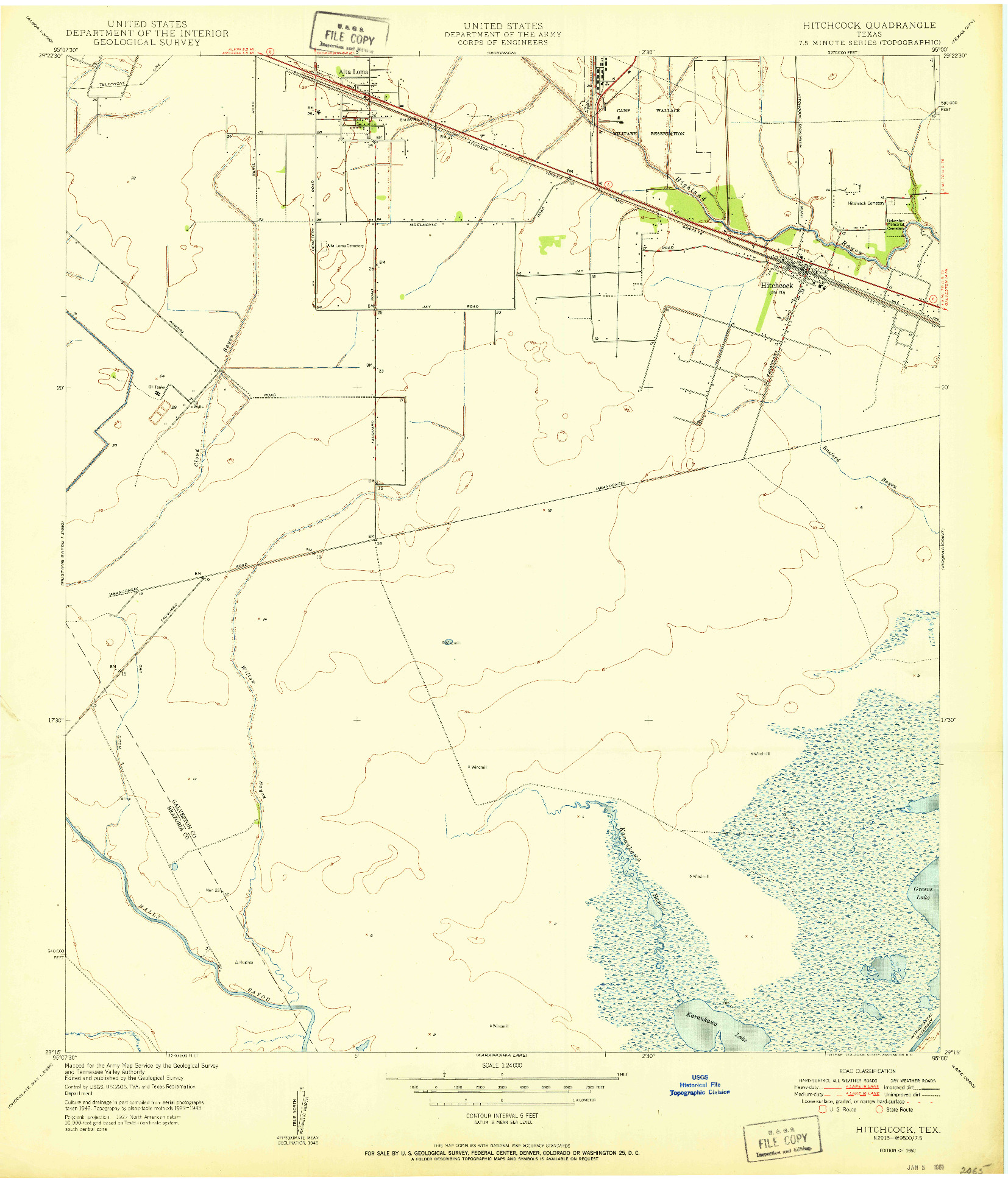 USGS 1:24000-SCALE QUADRANGLE FOR HITCHCOCK, TX 1950