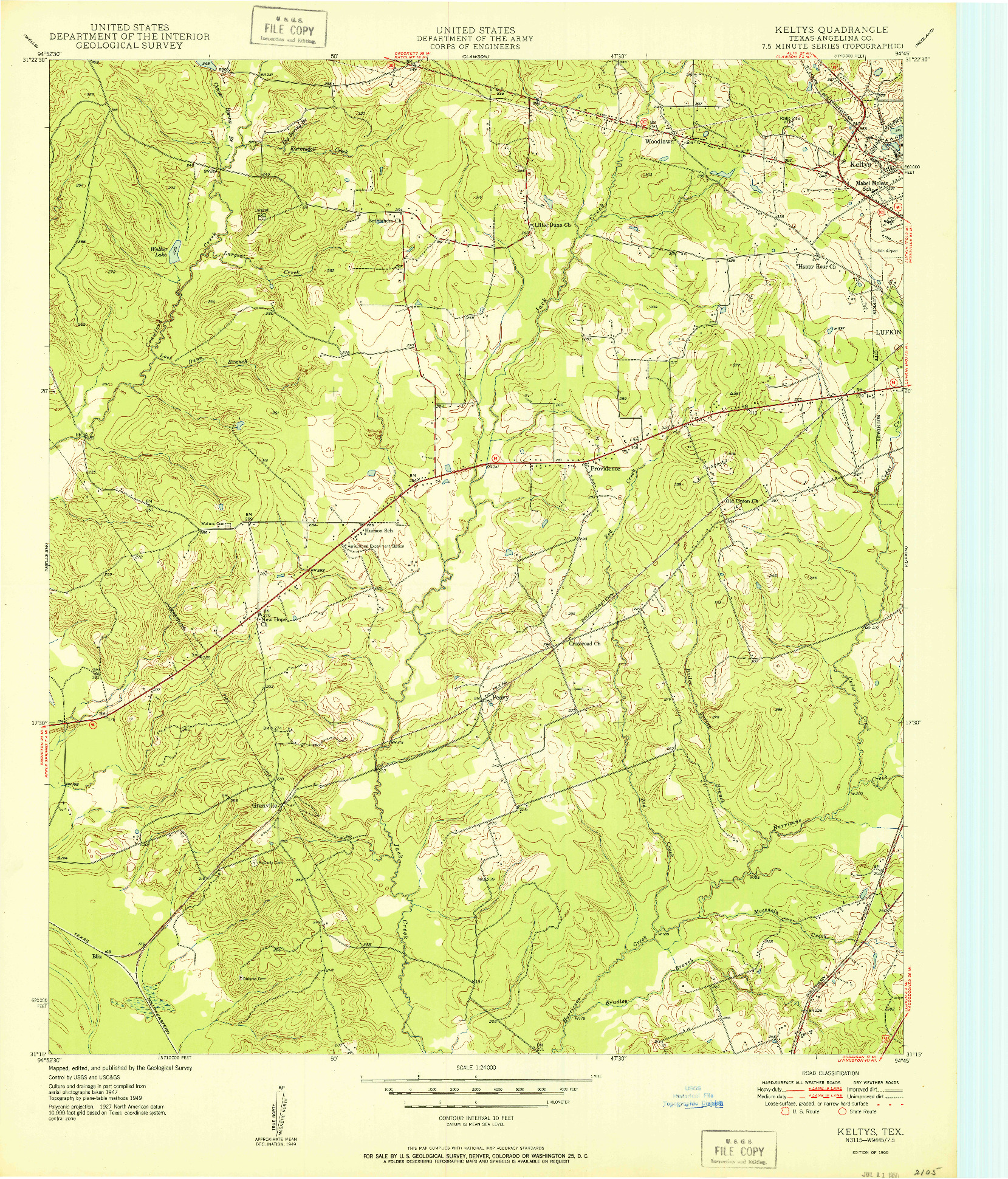 USGS 1:24000-SCALE QUADRANGLE FOR KELTYS, TX 1950
