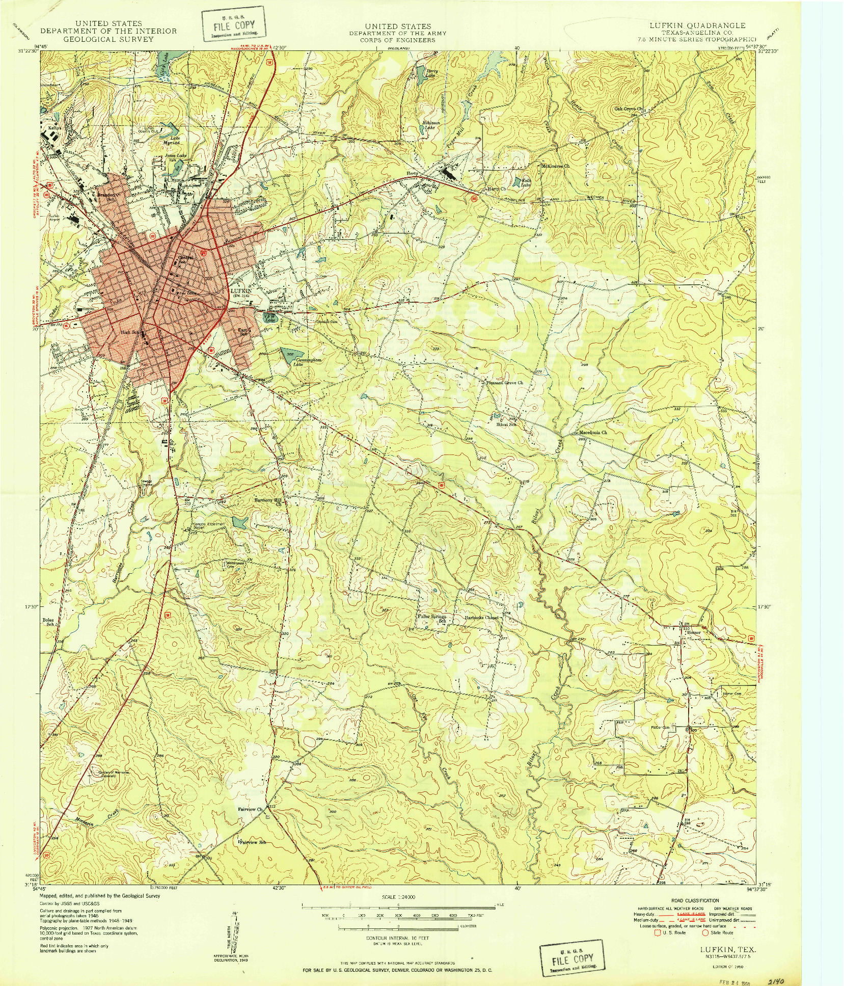USGS 1:24000-SCALE QUADRANGLE FOR LUFKIN, TX 1950