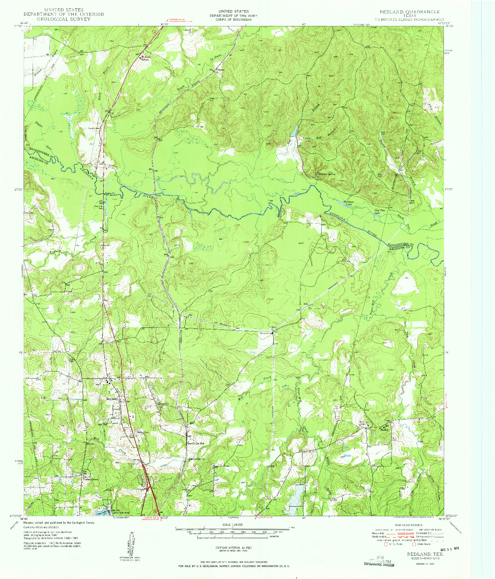 USGS 1:24000-SCALE QUADRANGLE FOR REDLAND, TX 1950