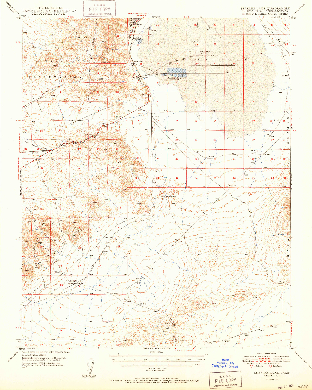 USGS 1:62500-SCALE QUADRANGLE FOR SEARLES LAKE, CA 1950