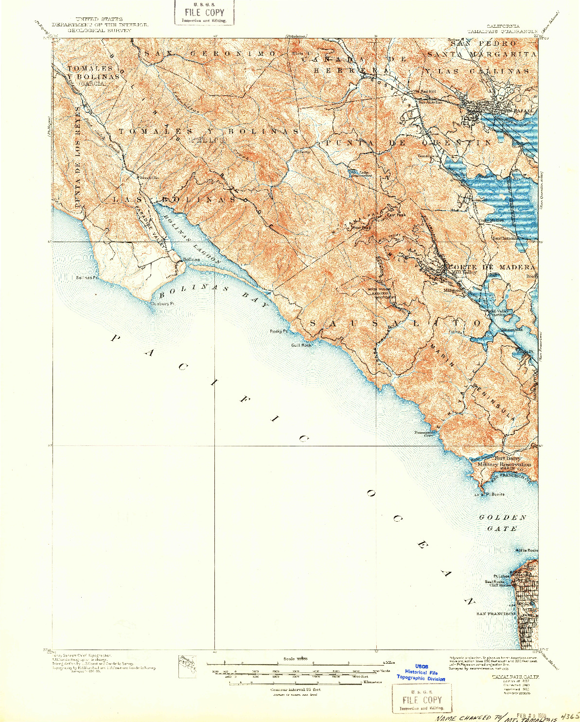 USGS 1:62500-SCALE QUADRANGLE FOR TAMALPAIS, CA 1897