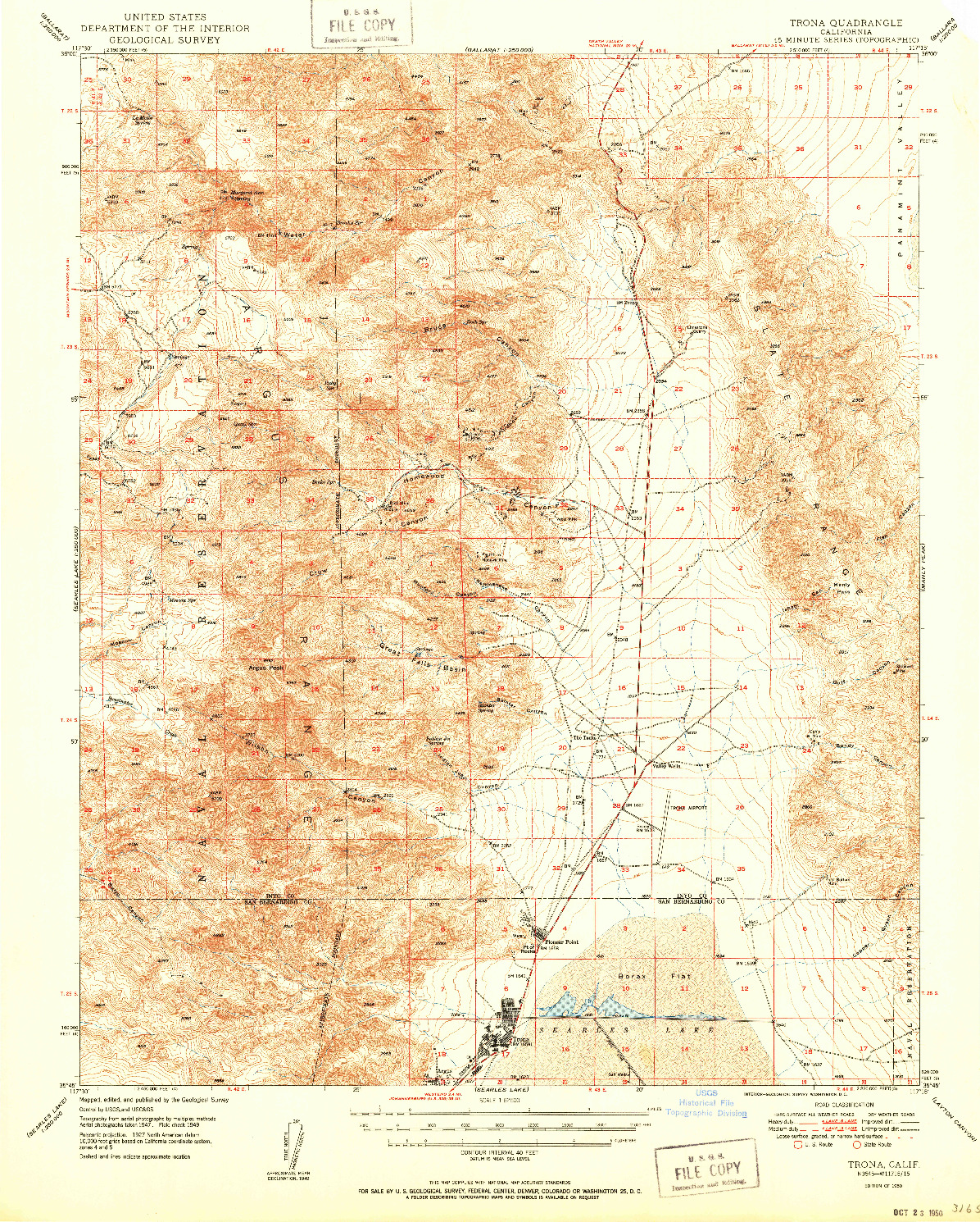 USGS 1:62500-SCALE QUADRANGLE FOR TRONA, CA 1950